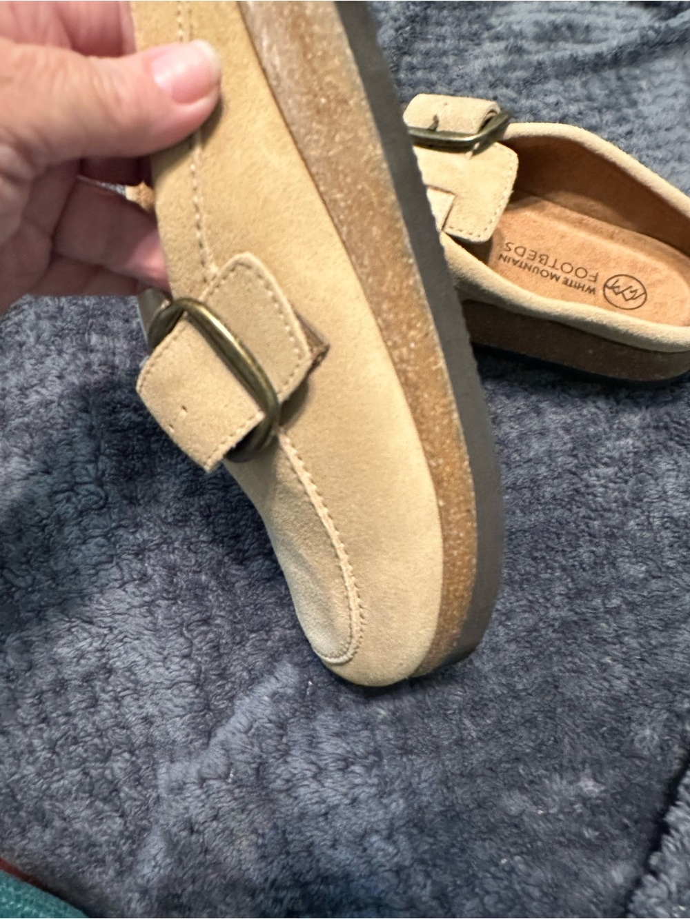 White Mountain Footbeds Beige Suede Buckle Slip-On Shoes for Women size 8.5 - Picture 7 of 12